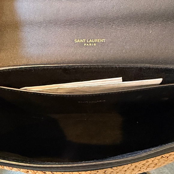 Saint Laurent Straw Crossbody Bag in Natural and Black with Gold YSL - Picture 6 of 8